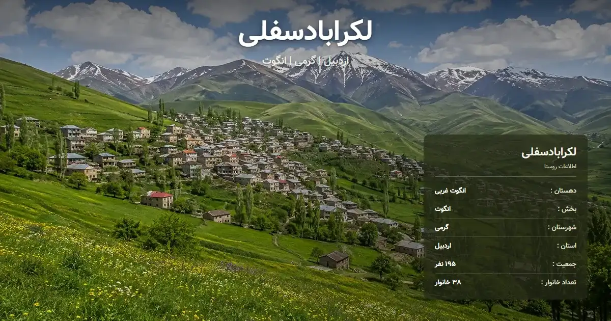 تصویر شاخص روستای لکرابادسفلی اردبیل و اطلاعات آماری آن