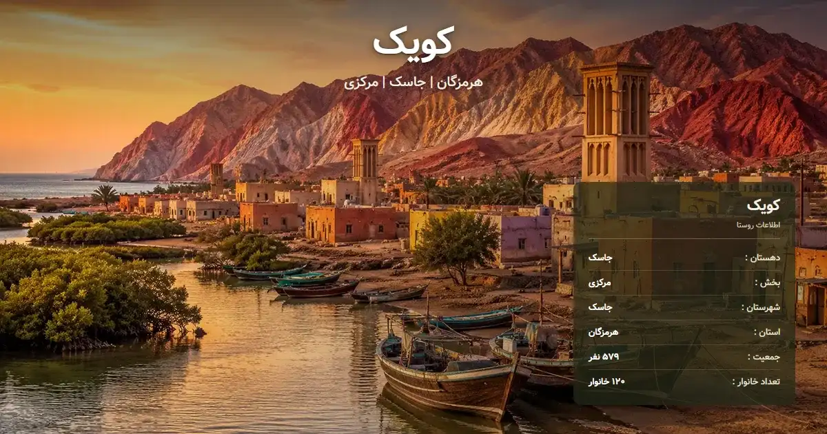 تصویر شاخص روستای کویک هرمزگان و اطلاعات آماری آن
