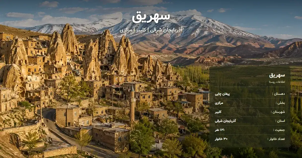 تصویر شاخص روستای سهریق آذربایجان شرقی و اطلاعات آماری آن