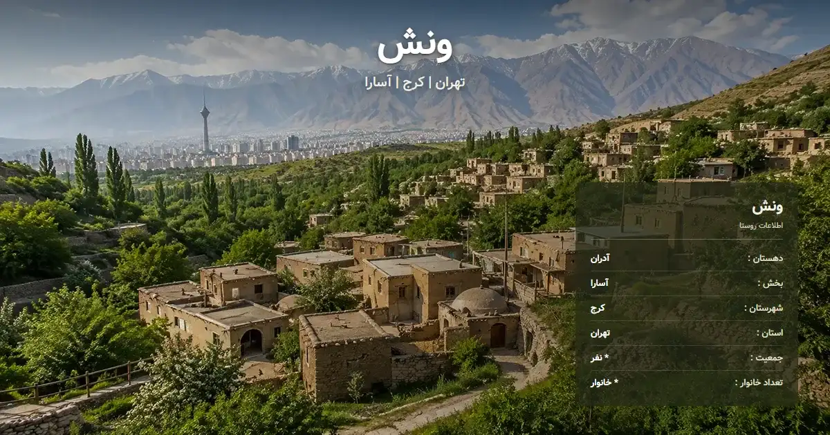 تصویر شاخص روستای ونش تهران و اطلاعات آماری آن