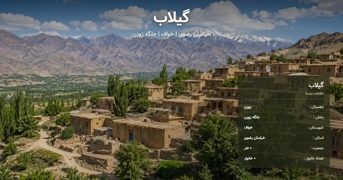 تصویر شاخص روستای گیلاب خراسان رضوی و اطلاعات آماری آن