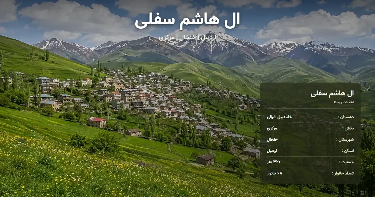 تصویر شاخص روستای ال هاشم سفلی اردبیل و اطلاعات آماری آن
