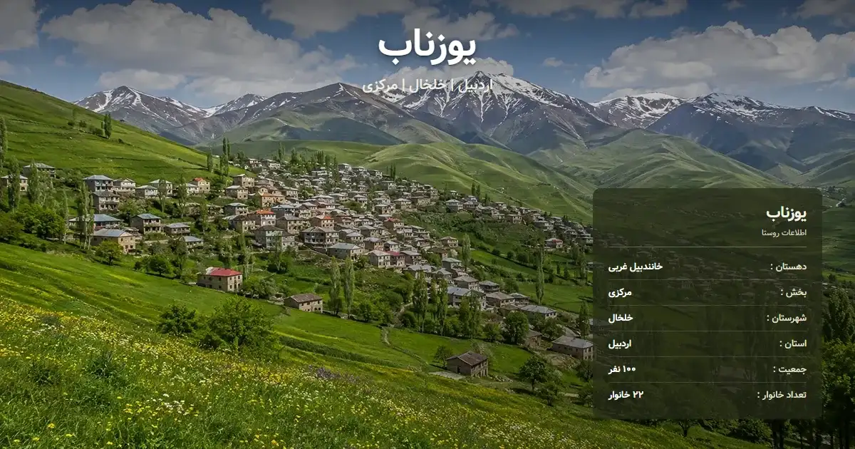 تصویر شاخص روستای یوزناب اردبیل و اطلاعات آماری آن