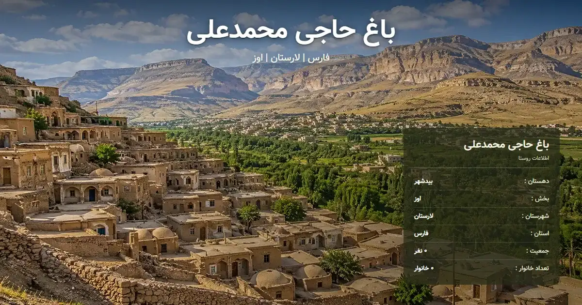 تصویر شاخص روستای باغ حاجی محمدعلی فارس و اطلاعات آماری آن