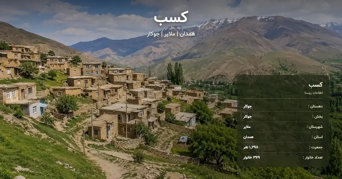 تصویر شاخص روستای کسب همدان و اطلاعات آماری آن
