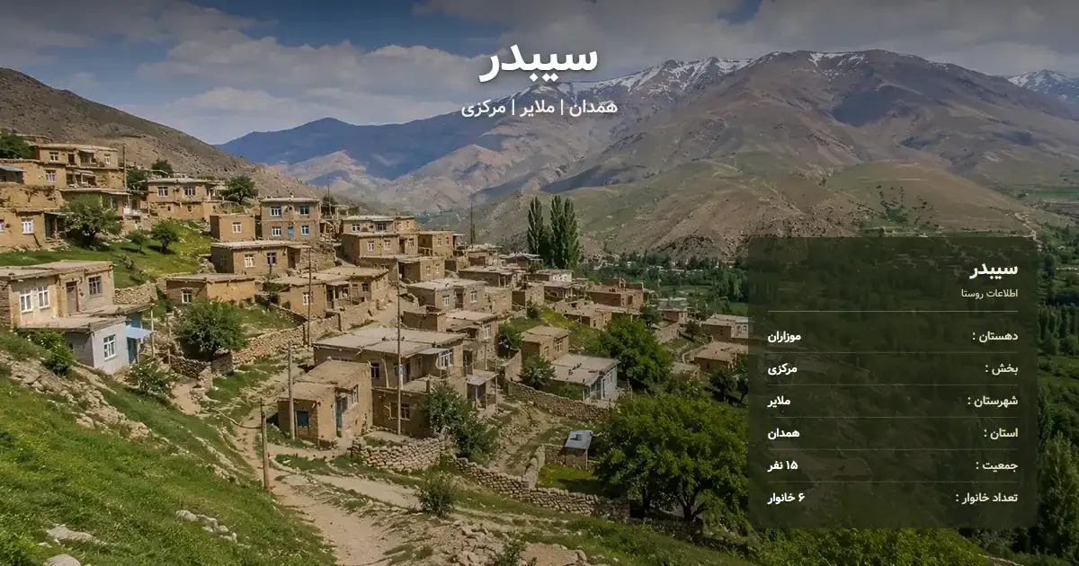تصویر شاخص روستای سیبدر همدان و اطلاعات آماری آن