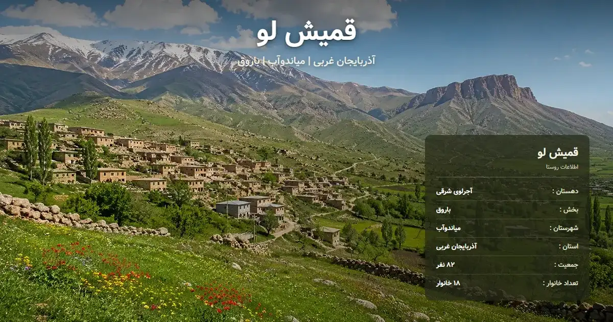 تصویر شاخص روستای قمیش لو آذربایجان غربی و اطلاعات آماری آن