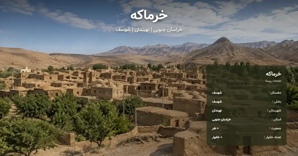 تصویر شاخص روستای خرماکه خراسان جنوبی و اطلاعات آماری آن