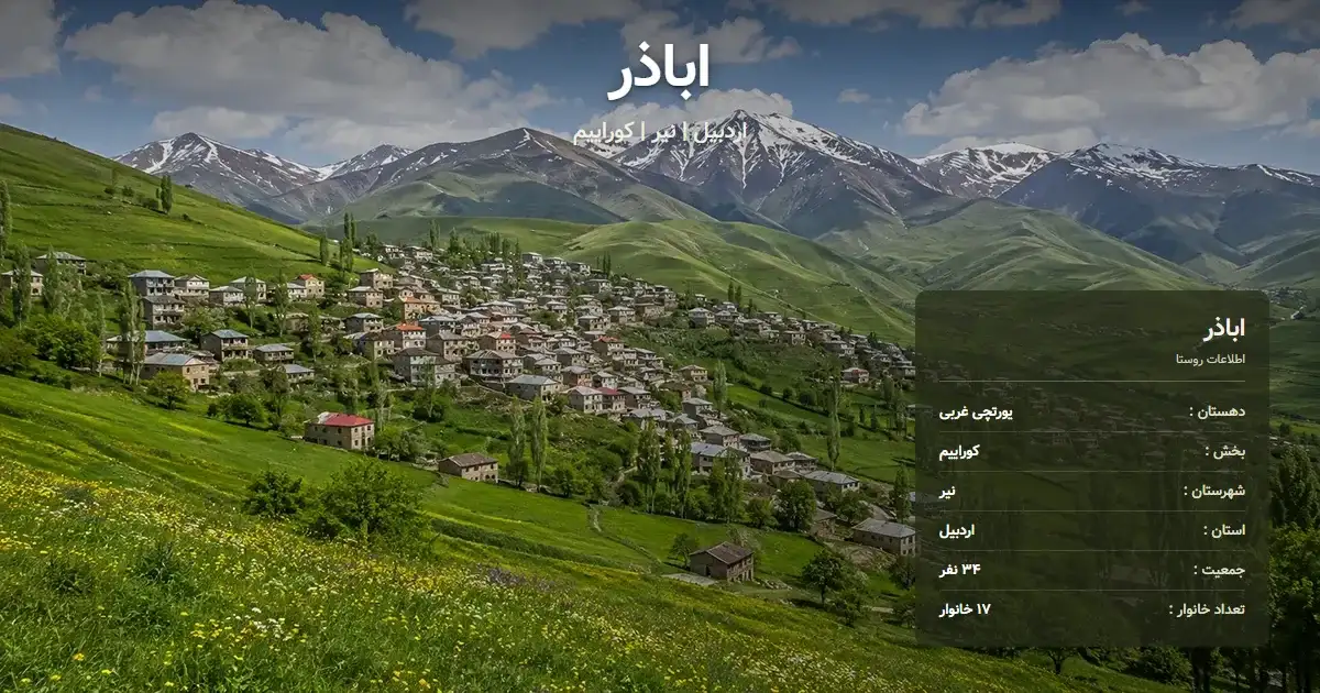 تصویر شاخص روستای اباذر اردبیل و اطلاعات آماری آن