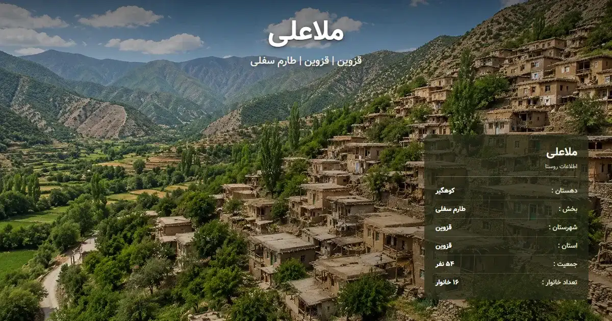 تصویر شاخص روستای ملاعلی قزوین و اطلاعات آماری آن