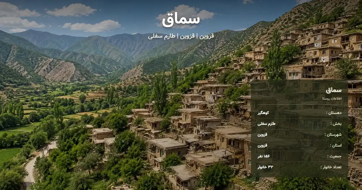 تصویر شاخص روستای سماق قزوین و اطلاعات آماری آن