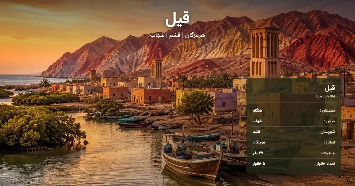 تصویر شاخص روستای قیل هرمزگان و اطلاعات آماری آن