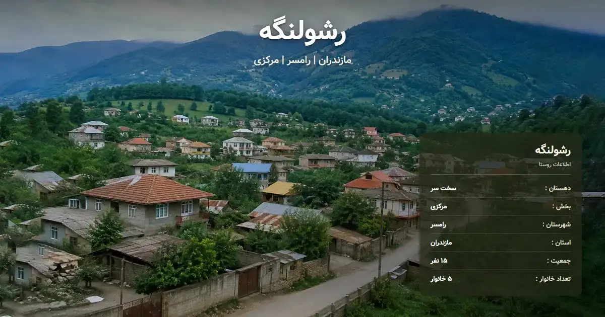 تصویر شاخص روستای رشولنگه مازندران و اطلاعات آماری آن