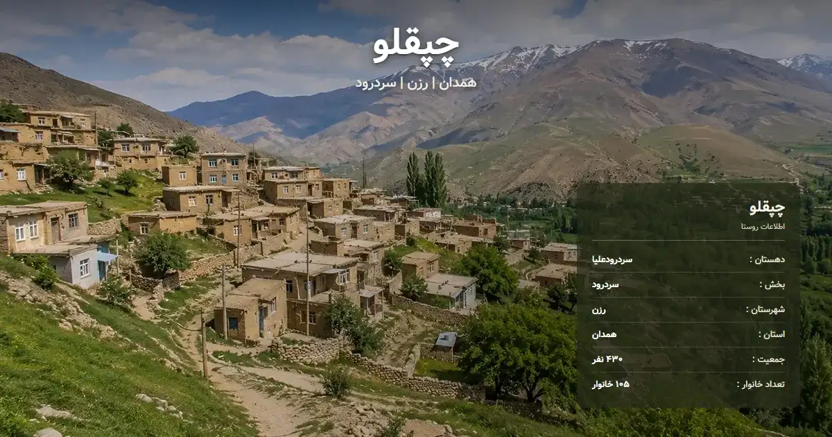 تصویر شاخص روستای چپقلو همدان و اطلاعات آماری آن