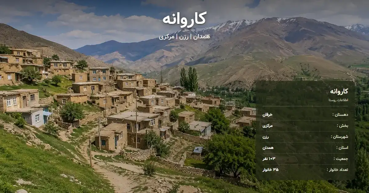 تصویر شاخص روستای کاروانه همدان و اطلاعات آماری آن