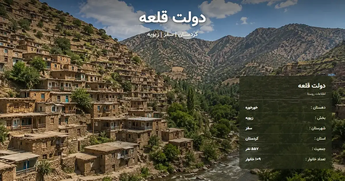 تصویر شاخص روستای دولت قلعه کردستان و اطلاعات آماری آن