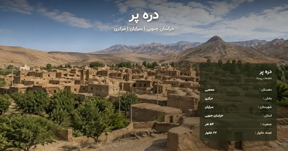 تصویر شاخص روستای دره پر خراسان جنوبی و اطلاعات آماری آن