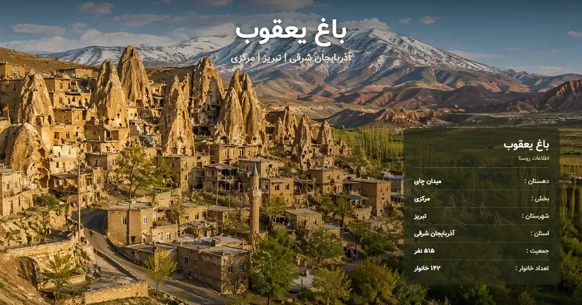 تصویر شاخص روستای باغ یعقوب آذربایجان شرقی و اطلاعات آماری آن
