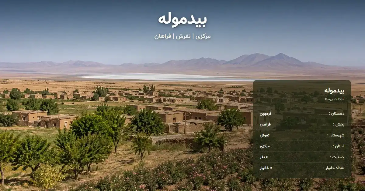 تصویر شاخص روستای بیدموله مرکزی و اطلاعات آماری آن
