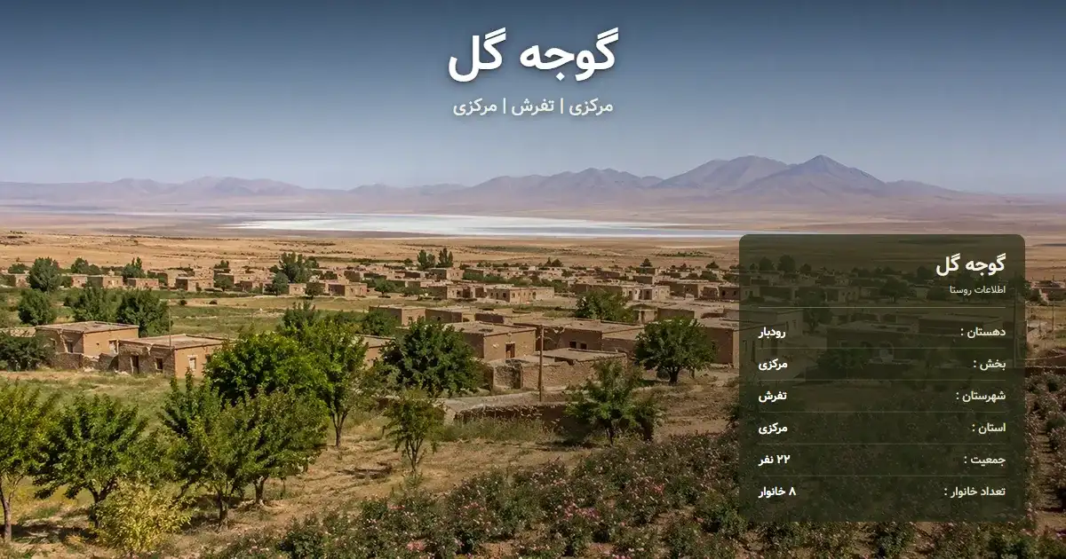 تصویر شاخص روستای گوجه گل مرکزی و اطلاعات آماری آن