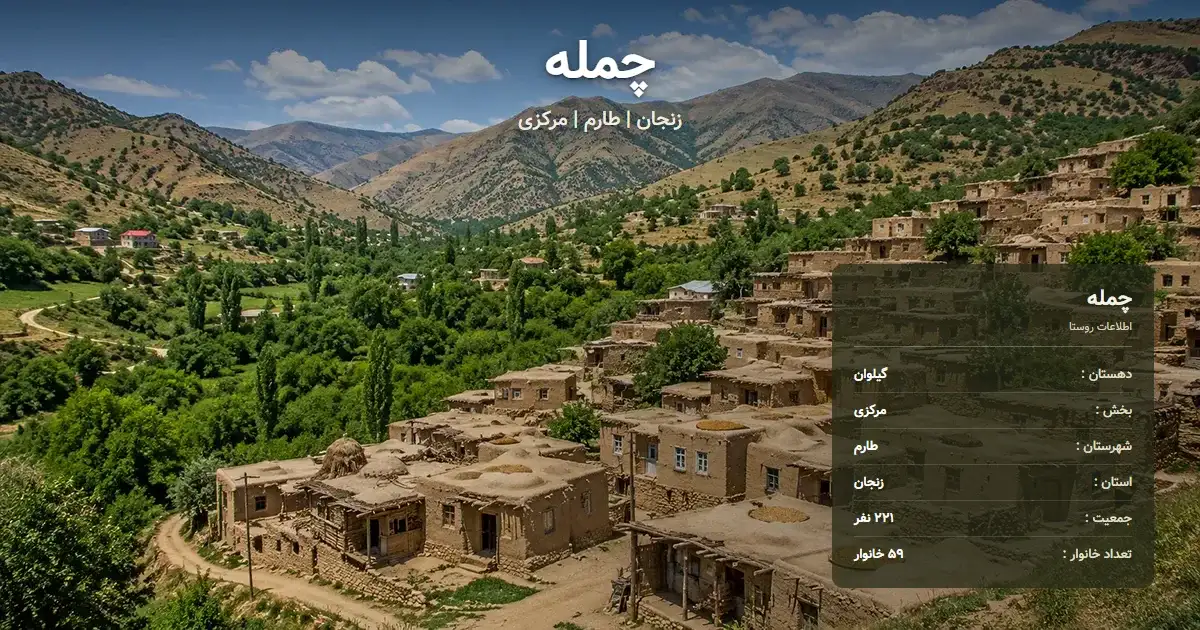 تصویر شاخص روستای چمله زنجان و اطلاعات آماری آن