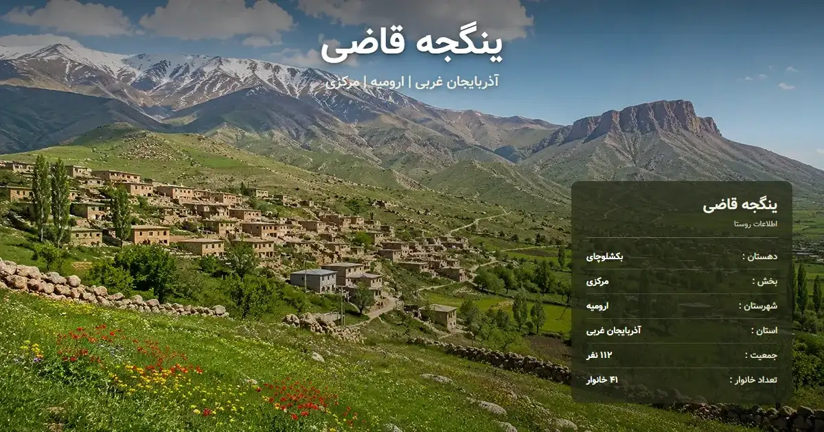 تصویر شاخص روستای ینگجه قاضی آذربایجان غربی و اطلاعات آماری آن